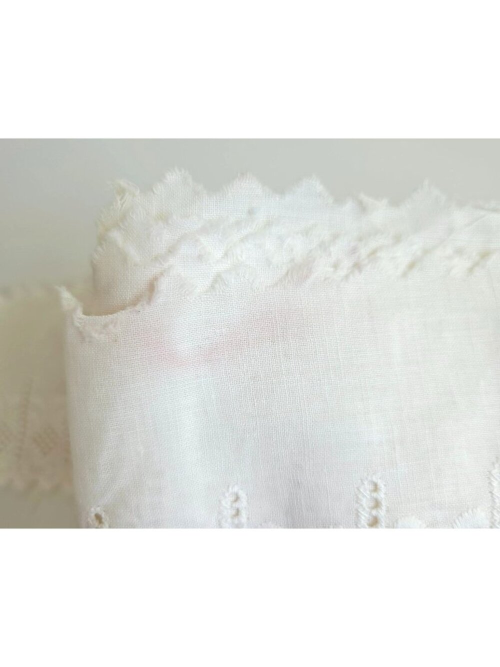 Vintage White Eyelet Lace Trim 3-Inch Wide Scalloped Cotton Fabric Edging - Picture 7 of 11